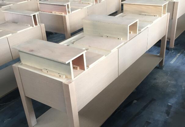 Stehen Sie allein modernes Badezimmer-Eitelkeits-Kabinett-Sperrholz mit festem Holz 1