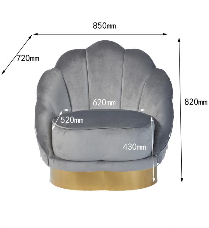 Amerikanische Samt-Gewebe-Kammmuschel Shell Shaped Living Room Sofa 2