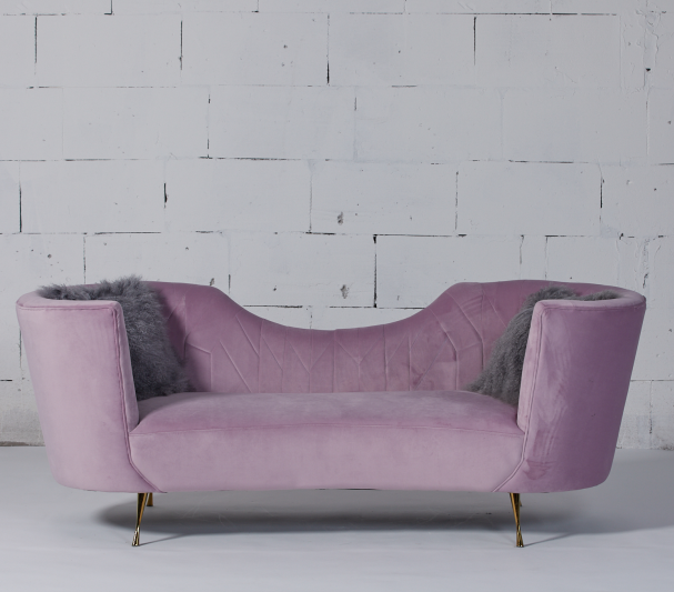 Polsterungs-einzigartige Bogen-Baby-Rosa-gebogene Samt-Couch 2