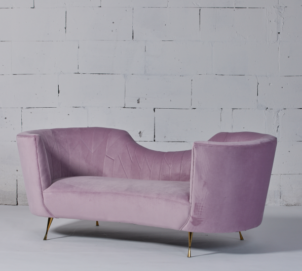 Polsterungs-einzigartige Bogen-Baby-Rosa-gebogene Samt-Couch 3
