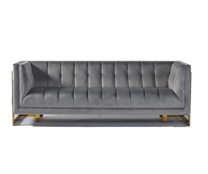 Samt-Gewebe heftete sich modernes Wohnzimmer Sofa With Hallow Metal Legs durch 0