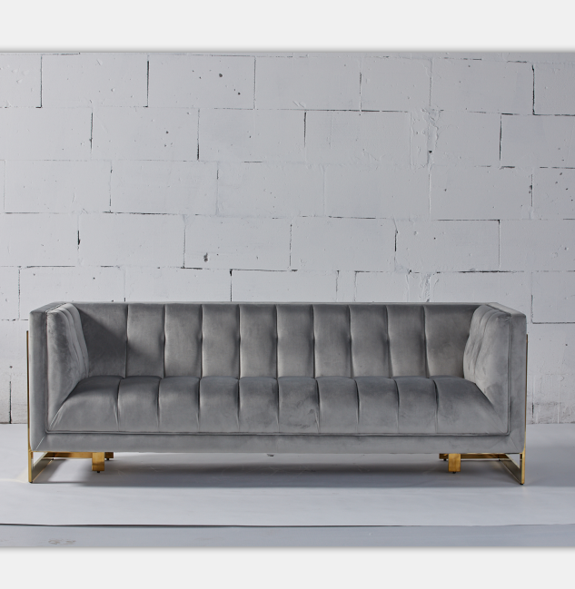 Samt-Gewebe heftete sich modernes Wohnzimmer Sofa With Hallow Metal Legs durch 2