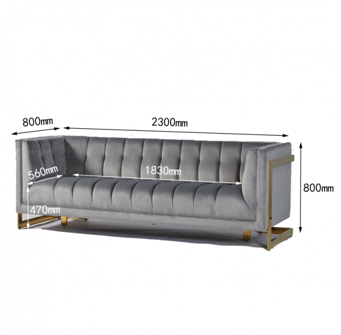 Samt-Gewebe heftete sich modernes Wohnzimmer Sofa With Hallow Metal Legs durch 3