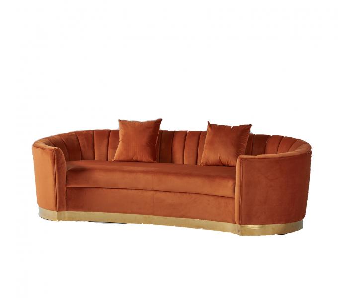 Europäischer Art-moderner Gewebe-orange Samt gebogenes Sofa 1