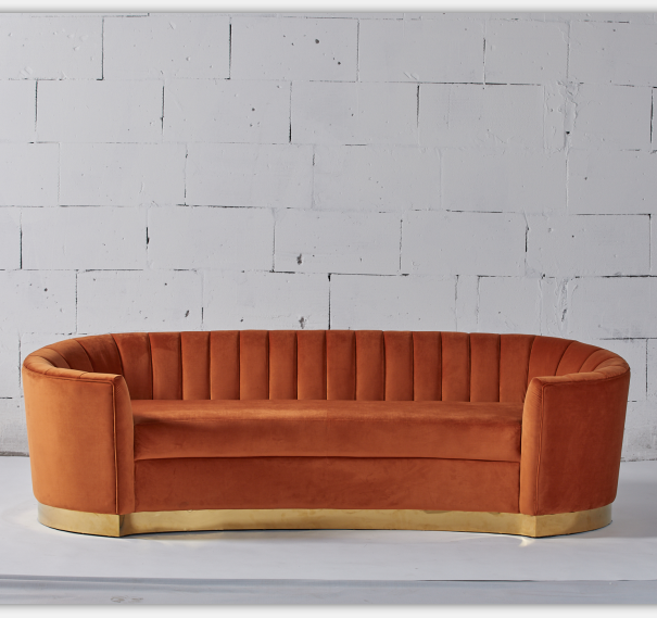 Europäischer Art-moderner Gewebe-orange Samt gebogenes Sofa 2