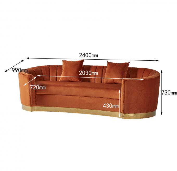 Europäischer Art-moderner Gewebe-orange Samt gebogenes Sofa 3
