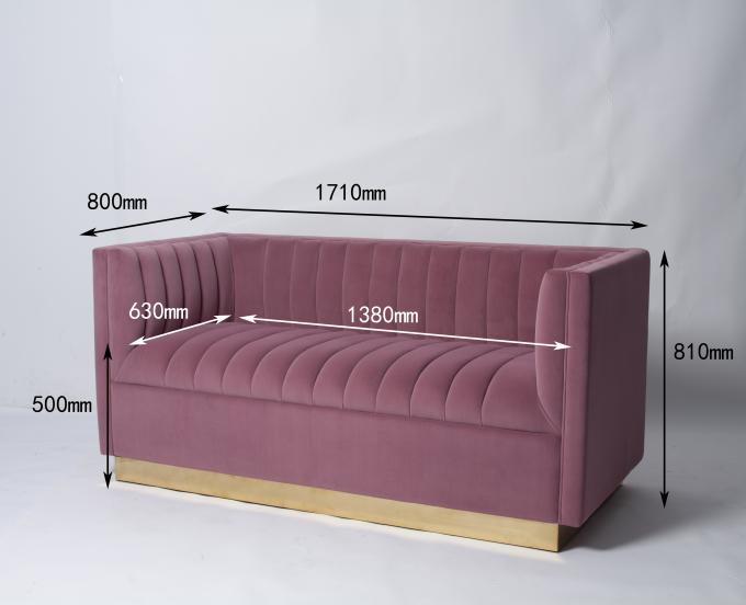 Arbeiten Sie rauchiger rosa Samt durchgehefteten Sofa With Metal Base um 0