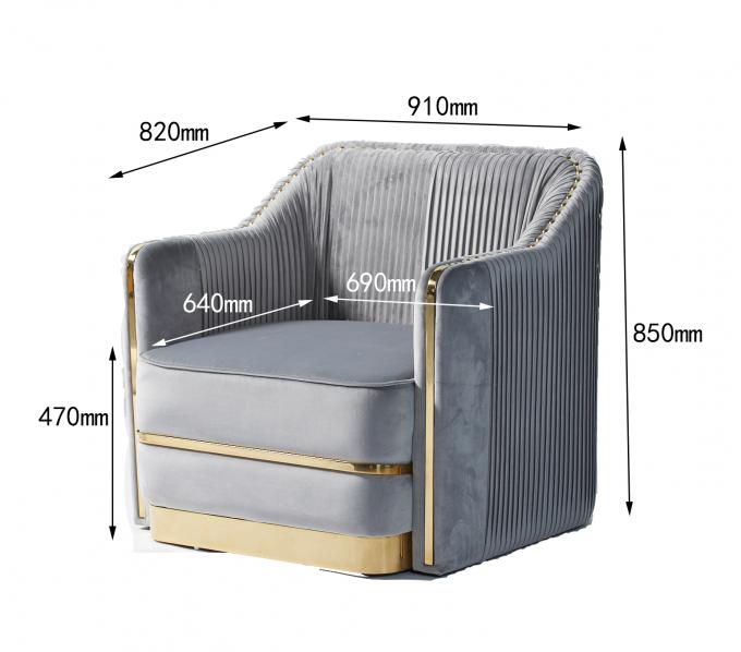 Helles Luxusart-Samt-Gewebe einzelner Sofa With Stainless Steel Decorated 0