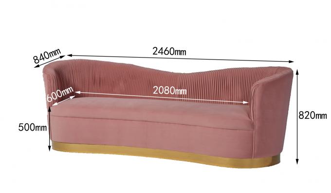 Wohnzimmer-büscheliger Samt-rauchiges Rosa Sofa With Metal Base 0