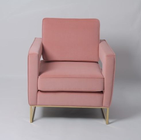 Rosa Samt-Wohnzimmer-Freizeit bewaffnen Sofa Chair With Stainless Steel-Beine 0