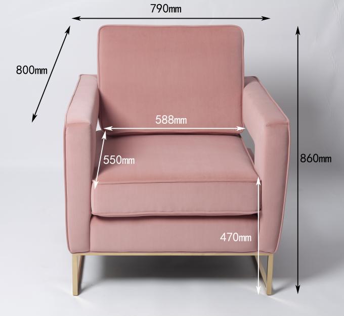 Moderner Wohnzimmer-Möbel-Samt-Pale Pink Sofa With Metal-Rahmen 0