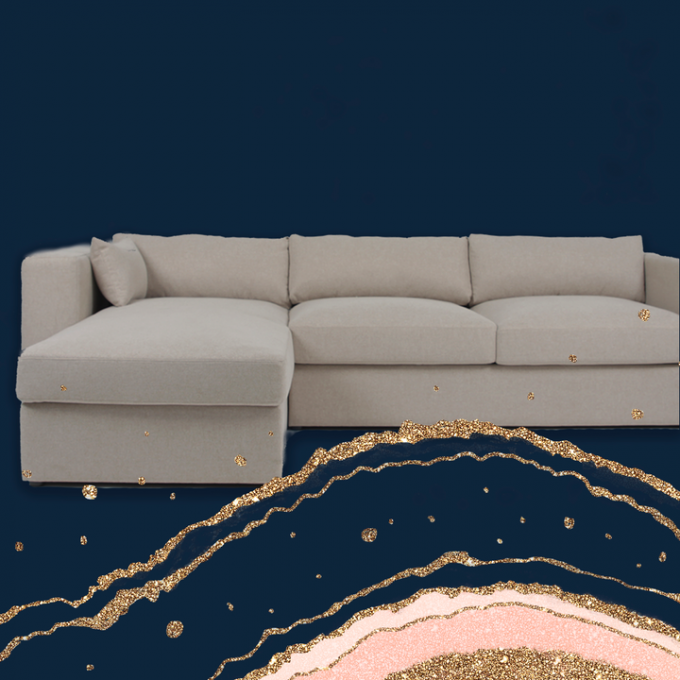 Zeitgenössischer 3 Sitzer L Form-Gewebe-weißer Samt-Schnittsofa 0