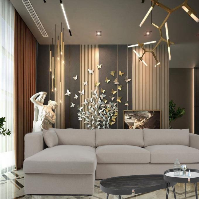 Zeitgenössischer 3 Sitzer L Form-Gewebe-weißer Samt-Schnittsofa 3