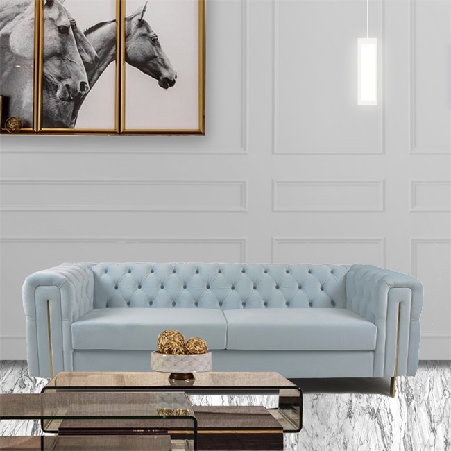 Sitzer-Knopf-Beschaffenheits-Wohnzimmer-Sofa des Samt-Gewebe-3 1