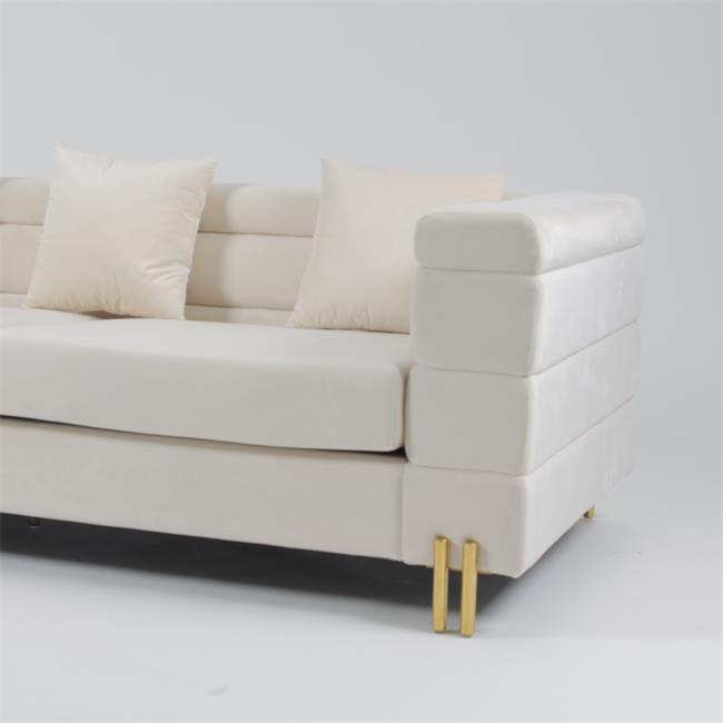 3 Sitzer 70cm Samt durchgehefteter Sofa With Slim Metal Leg 1