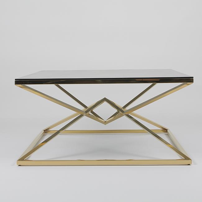 Überschneidungsmetallrahmen-Couchtisch der dreieck-0.5cbm mit sauberem Glas 1
