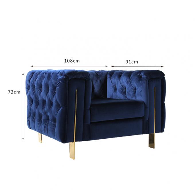 Königsblau-Samt-Stuhl-Knopf L108cm bequemer für Wohnzimmer 0