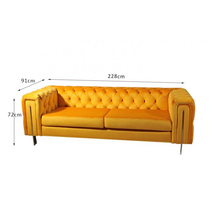 Moderne Länge des Art-Samt-Gewebe-Edelstahl-Wohnzimmer-Sofa-228CM 0