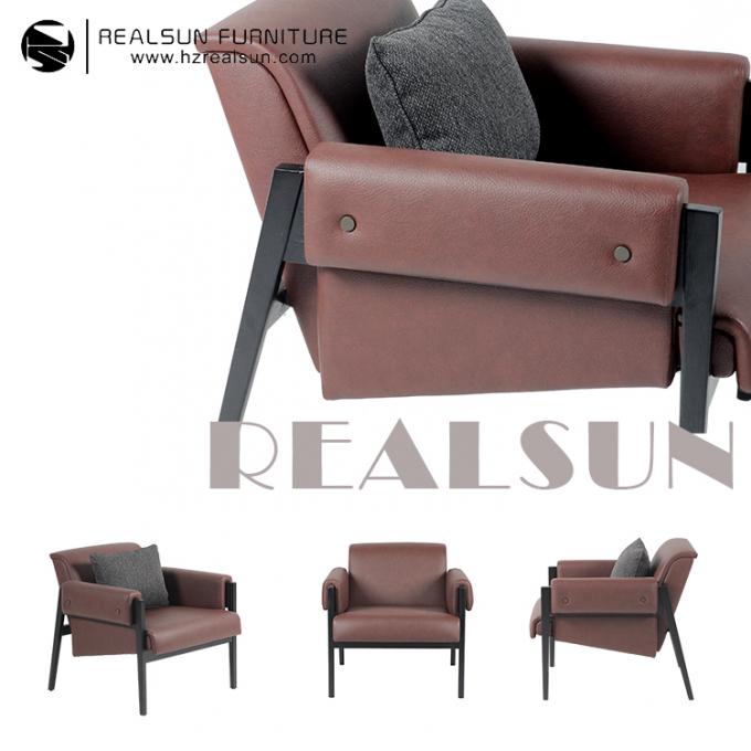 Hotel-Möbel stellten Rahmen-gelegentliche Stuhl-Höhe 73cm PUs lederner Metallein 1