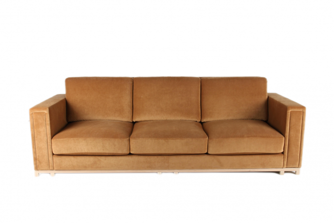Orange Samt-Ausgangswohnzimmer-Sofa-3-Sitze- festes hölzernes Feld 2