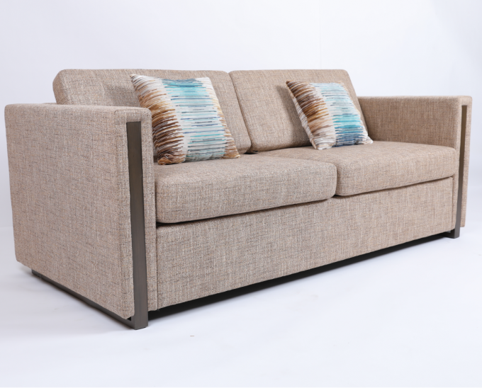 Stoff Gepolsterte Hölzerne Armlehne Hotel Queen Schlafsofa Luxus Modernes Design 0
