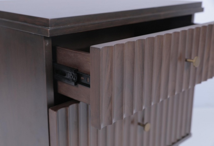 Hotel Luxus Zwei Schubladen Nachttisch mit Walnuss Veneer 1