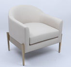 White Fabric Single Lounge Armchair Sofa Luxury Comfortable Gold Metal Frame