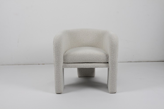 kaufen Lammwollfauler Sofa Cream White Boucle Chair-Lamm-Wollaufenthaltsraum-Akzent einzeln Online-Herstellung