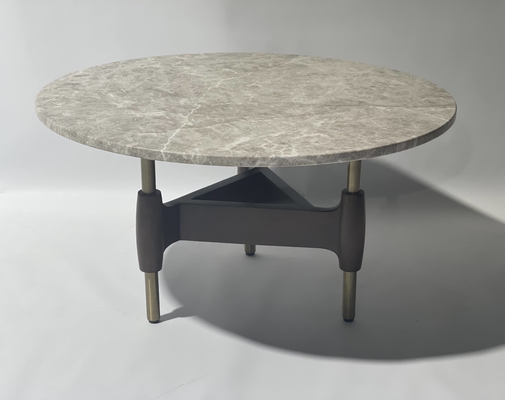 kaufen Kundengebundener Wohnzimmer-Couchtisch mit gebürsteter metallhaltiger MessingMarmorplatte Online-Herstellung