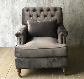 kaufen Einzelne Personen-Knopf heftete sich Sofa Classic Velvet With Casters/helles natürliches Ende durch Online-Herstellung