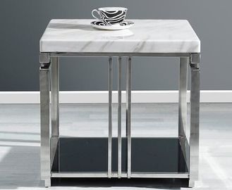 kaufen Weißer Quarz-Spitzen-Wohnzimmer-Couchtisch-Metallrahmen mit dem Edelstahl poliert Online-Herstellung