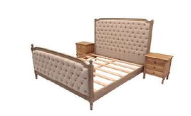 kaufen Eichen-Holz polsterte Schlafzimmer-Sätze, Leinengewebe-König Size Upholstered Bed Online-Herstellung