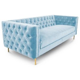 kaufen Blue Velvet-Gewebe-Sofas und Stühle, zeitgenössisches Gewebe Sofa Golden Metal Base Online-Herstellung