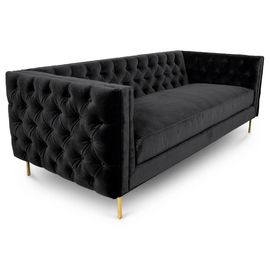 kaufen Schwarzer Samtgewebeknopf heftete sich 3-Sitze- Sofa mit dem goldenen Messingbein des metall 4 für Hochzeit, Wohnzimmermietsofa durch Online-Herstellung