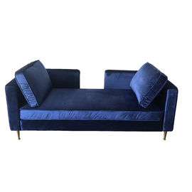 kaufen Moderner Entwurfs-blaues Farbsamt-Wohnzimmer Sofa With Gold Metal Legs Online-Herstellung