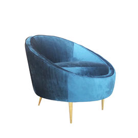 kaufen 2018 einzelnes Sofa blauen Samts Hotsale, Samtklubsessel mit den goldenen Metallbeinen Online-Herstellung