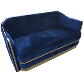 kaufen Heißes luxuty blaues Samtgold-metallhaltiges Gewebe-Chesterfield-Sofa des Verkaufs mit Gold-neilheads für Wohnzimmer oder Konferenzzimmer Online-Herstellung