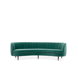 kaufen Polsterungs-Samt-Gewebe-Sofa Chair Curved Back Simple-Entwurf modern mit schwarzem festem hölzernem Beinsofa Online-Herstellung