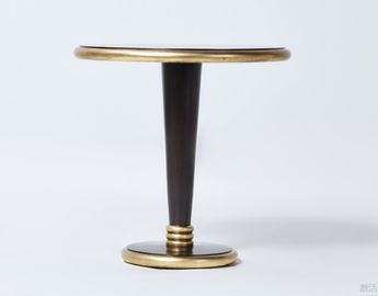 kaufen Walnuss-Furnierholz ringsum Speisetisch mit fester hölzerner Rand-und Goldblatt-Basis Online-Herstellung