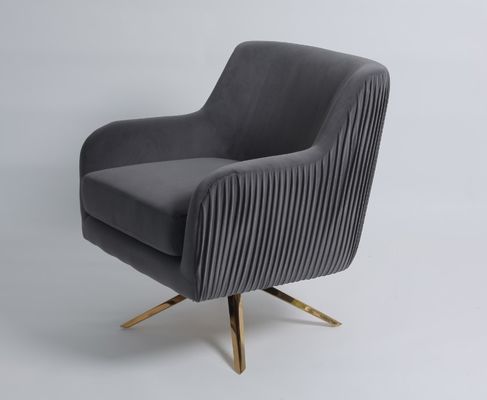 kaufen Europäer-Grey Velvet Gold Stainless Swivel-Akzent-Stuhl Online-Herstellung
