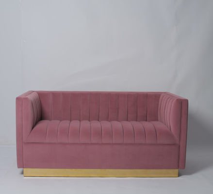 Guter Preis Arbeiten Sie rauchiger rosa Samt durchgehefteten Sofa With Metal Base um Online