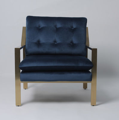 kaufen Einzelner tiefer Luxusknopf Sofa With Hallow Metal Legs Blue Velvets Online-Herstellung