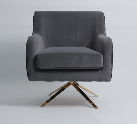 kaufen Goldedelstahl-Beine modernes Grey Velvet Armchair Online-Herstellung