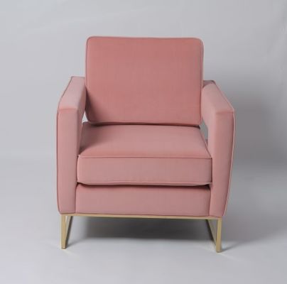 kaufen Rosa Samt-Wohnzimmer-Freizeit bewaffnen Sofa Chair With Stainless Steel-Beine Online-Herstellung