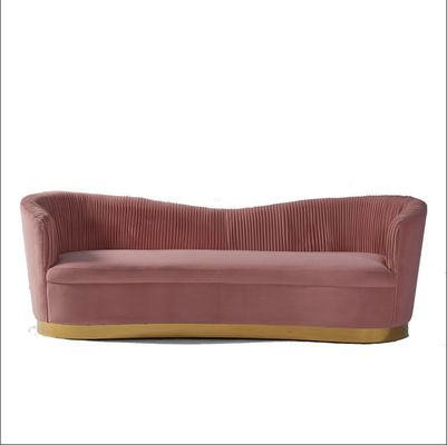 kaufen Wohnzimmer-büscheliger Samt-rauchiges Rosa Sofa With Metal Base Online-Herstellung