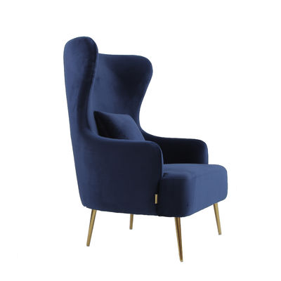 kaufen Gepolsterter einzelner Blue Velvet-Lehnsessel mit dem Metallbein Online-Herstellung