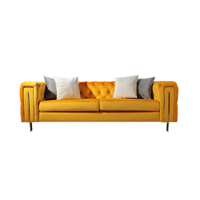 kaufen Moderne Länge des Art-Samt-Gewebe-Edelstahl-Wohnzimmer-Sofa-228CM Online-Herstellung