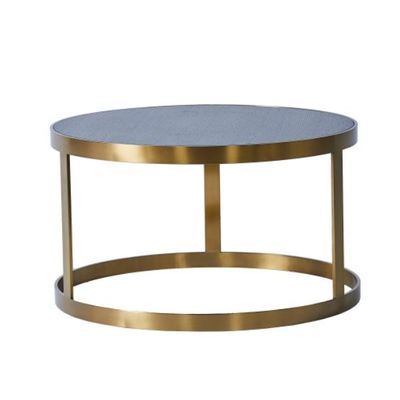 kaufen Moderner runder hölzerner Spitzenedelstahl-Metallrahmen-Couchtisch 90x52cm Online-Herstellung