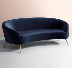 Guter Preis Gewebe-Polsterungs-Möbel-Ereignis-Möbel-Mietmetallsofa Samt der Hauptmöbel blaues mit Messingbein 4 in der schwarzen Farbe Online