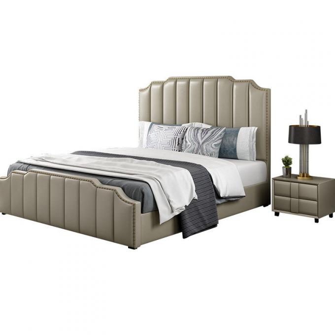 Bereifte Luxushotel-Schlafzimmer-Möbel 1.8x2.0 M Leather Bed 0